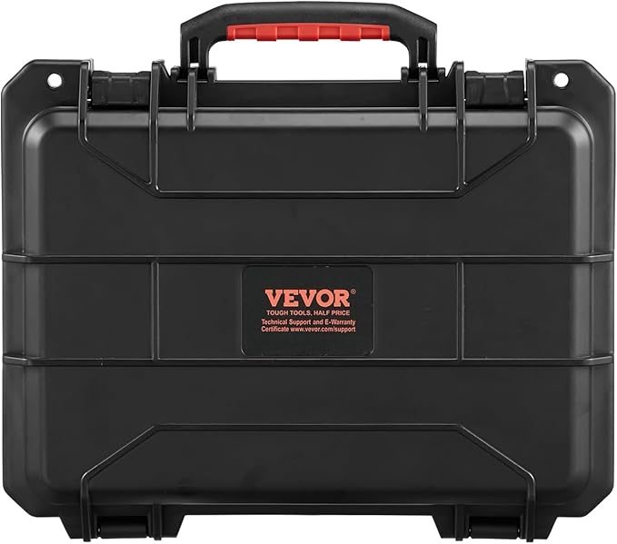 VEVOR Weatherproof Hard Case, Heavy Duty Protective Dry Box with Pre-cut Foam, Retractable Pull Handles for Travel, Hunting, Military, Tactical, IP67 Waterproof Case for Cameras(14.96x11.81x5.51)