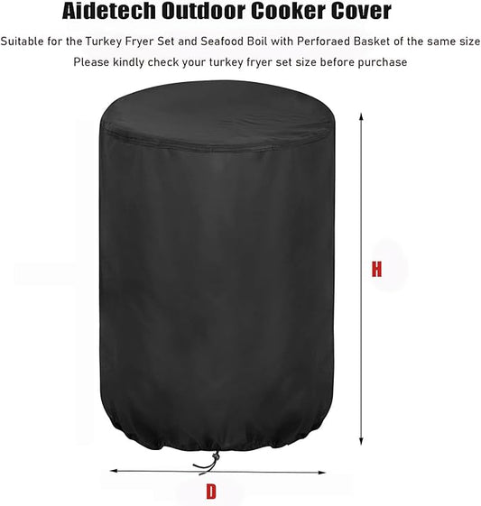 Outdoor Fryers Cover, Waterproof Deep Fryer Cover for Outdoor Cooking - 15" D x 28" H