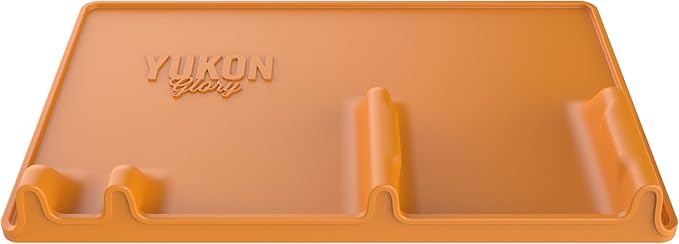 Yukon Glory Orange Tool Resting Mat | BBQ Utensil Holder | Heat-Resistant, Non-Stick Silicone Mat | Essential Grilling & BBQ Accessories | Outdoor Cooking Tool Organizer | Kitchen Spatula Station