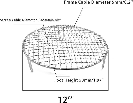 Barbecue Grill Net,BBQ Net for Grilling,Multi-Purpose SUS304 BBQ Grill Mesh, Round Barbecue Wire Rack,BBQ Grate/Steam Mesh for Camping Charbroil Outdoor Barbeque Backyards
