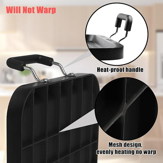 Vayepro 2 Burner Griddle Pan with Glass Lid, Stove Top Flat for Glass Stove Top, Aluminum Pancake, Non-Stick for Gas Grill, Double Burner Camping