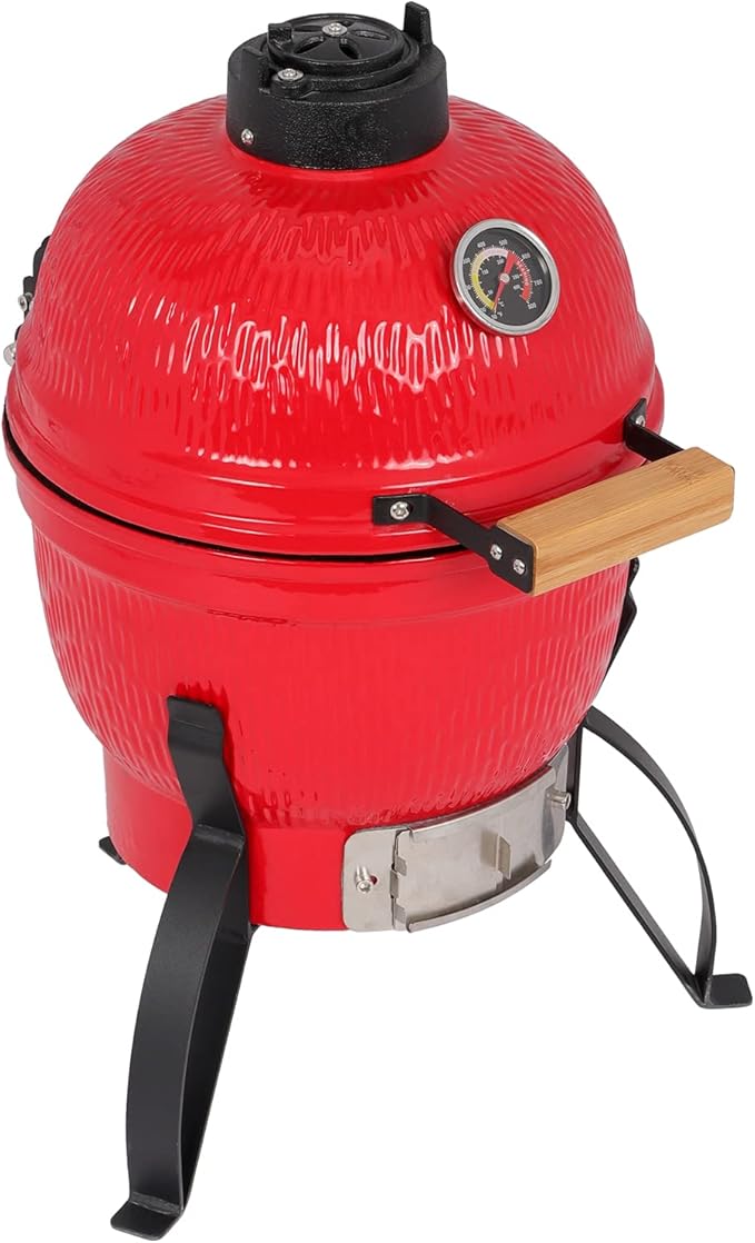 Ceramic Charcoal Grill with Heat Retention Technology for Outdoor Cooking and Smoking