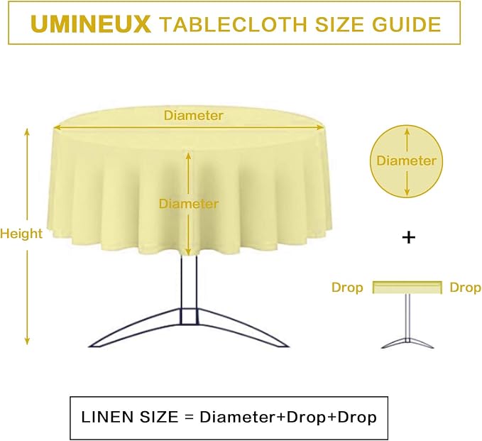 UMINEUX 60" Outdoor Round Tablecloth with Umbrella Hole and Zipper | Spring/Summer Waterproof Round Patio Table Cover for Picnic/BBQ/Garden, Lemon