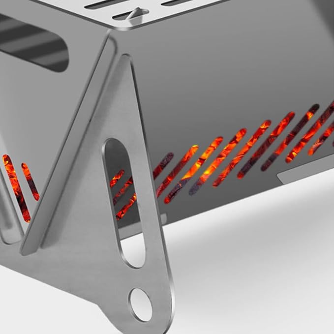 Portable Stainless Steel BBQ Grill Charcoal Folding Card Grill Outdoor Small BBQ Tool for Camping Picnics Hiking Party