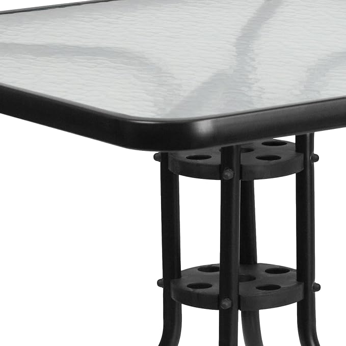 Flash Furniture Barker 31.5" Square Indoor/Outdoor Tempered Glass Metal Frame Side Table