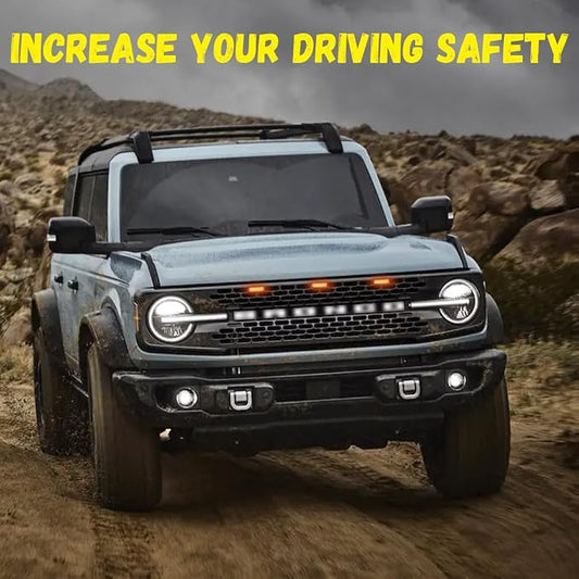 LED Grill Lights for Ford Bronco 2021 2022 2023 2024 2025 2/4-Door Badlands Wildtrak Everglades, Smoked Black OEM Grille Lamps Kit Bronco Accessories(3 PCS)