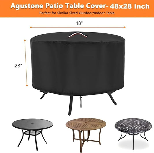 Patio Table Cover, 48 Inch Round Outdoor Table Cover, Waterproof Protective Covers Patio Furniture Covers-48x28Inch