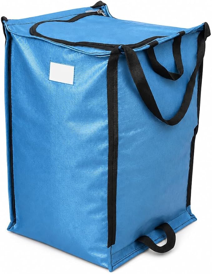 DURASACK XL 48-Gallon Zipper Top Heavy Duty Storage Tote Bags, Ocean Blue | Rugged Woven Polypropylene Moving Bag, Reusable Self-Standing Design, Holds up to 500 Pounds
