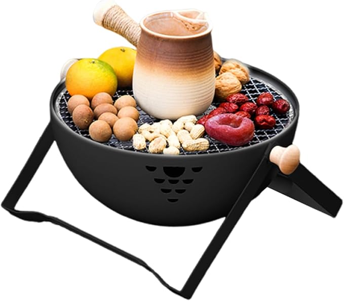 Portable Charcoal Grill - Foldable Portable Stove - Barbeque Grill with Anti-Scalding Handle - for Outdoor Garden Table Travel Picnic Pan-Fried Meat Tea Brewing Hot Pot Cooking