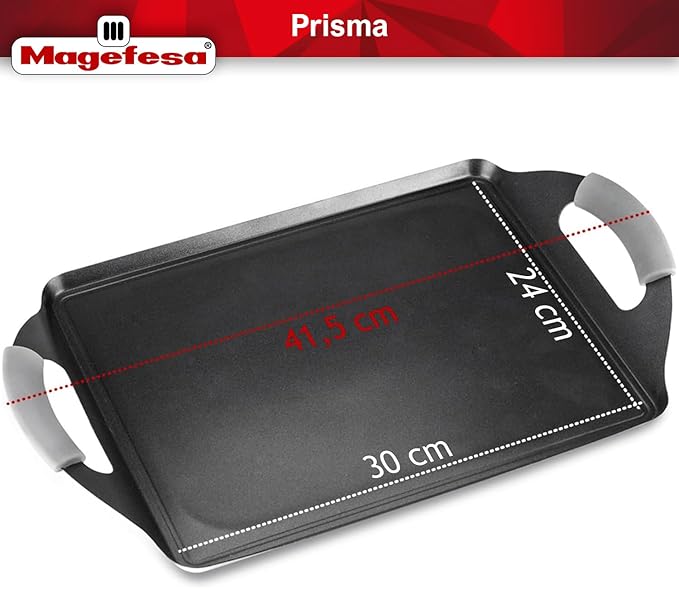Magefesa Prisma 16 x 10 Inch Teppanyaki Griddle Pan, made of 18/10 Stainless Steel, Triple Layer Nonstick Coating, Suitable for all types of Stovetops, Dishwasher & Oven Safe up to 392 ºF