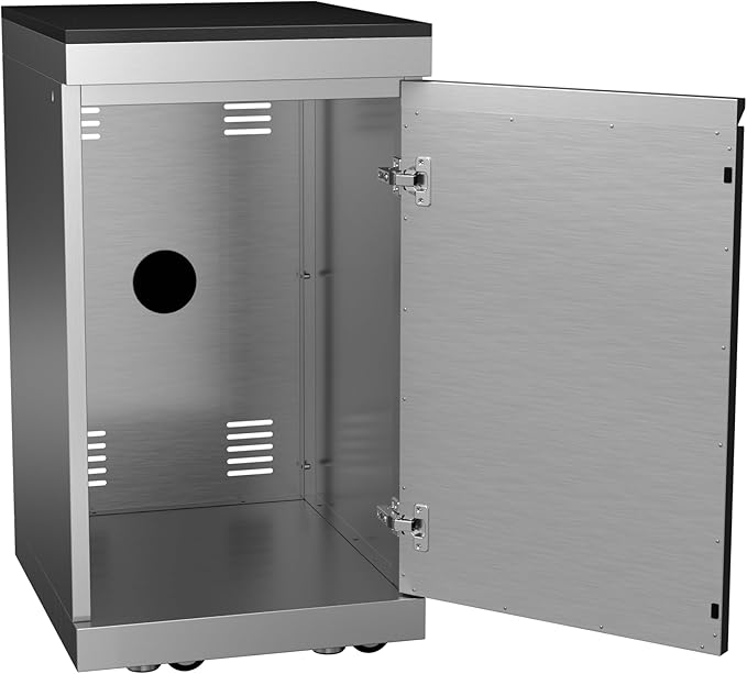 Outdoor Kitchen Storage Cabinet,304 Stainless Steel Island Module with Granite Worktop,Reversible Door,Vented Back Panel,Adjustable Support Legs,Mobile Prep Station for Patio BBQ Grill Area (Silver)