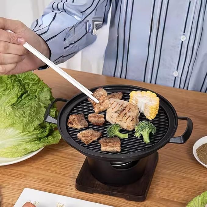 Charcoal Grill,Barbecue Grill,Portable Hibachi Grill Smokeless Wooden Frame Aluminium Alloy Easy Assembly Portable Charcoal Grill for Camping Home Hiking Picnics