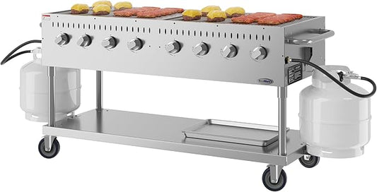 60 in. Commercial Mobile Outdoor Propane Gas Grill, ETL Listed in Stainless-Steel (KM-CGM-60)