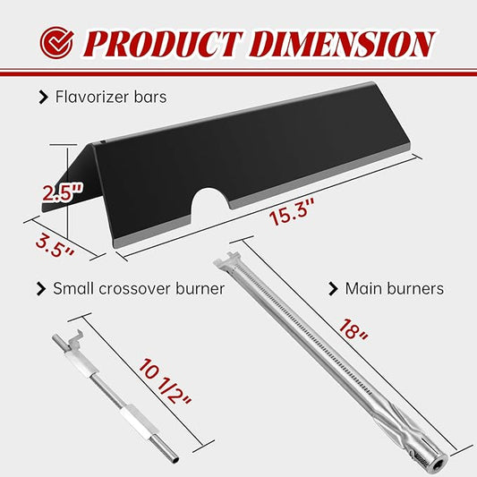Flavorizer Bars Replacement for Weber Spirit, 7635 Flavor Bars and 69785 Grill Burner Tubes for Weber Spirit I & II 200 with Front Control, Spirit E210, E220, S210, S220 15.3 inch