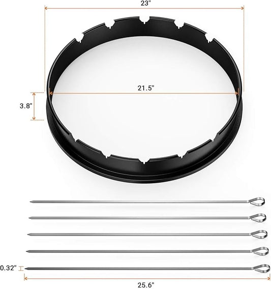 onlyfire Rotisserie Ring with Kabob Skewer Set for Weber 22 1/2 Inch Kettle