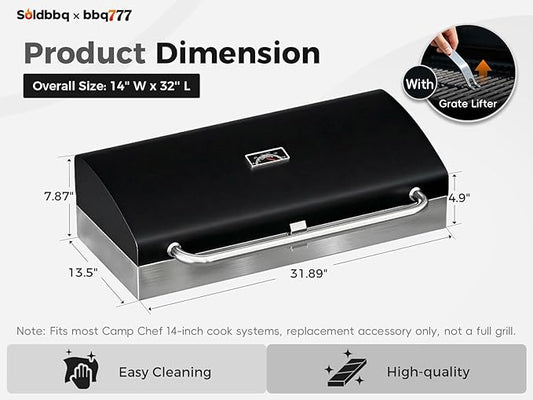 BBQ Grill Box Replacement Parts for Camp Chef Deluxe BBQ Grill Box, Accessories for Camp Chef Most 2 Burner Stoves 14'' Cooking System, for BB60X 14 in x 32 in x 10 in