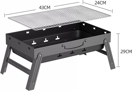 BBQ Barbecue Grill, Portable BBQ Folding Charcoal Barbecue Grill, with Baking Net, for Outdoor Backyard Cooking Camping Hiking, Picnics Trip,43x29x23cm
