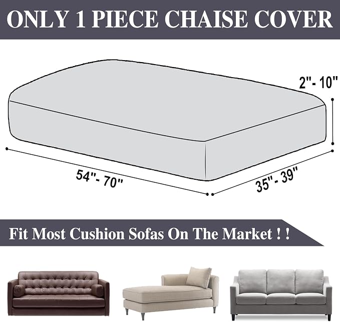 LA MEACK Chaise Couch Cushion Cover Washable Separate Seat Stretch Sectional Sofa Slipcover (1 Piece for Chaise or Sofa 3-Seater, Dark Grey)
