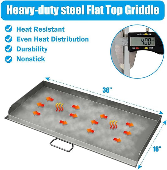 Professional 16x38 in Flat Top Steel Griddle for Camp Chef GB90D, TB90LW,Fry Griddle Accessories for Camp Chef 3 Burner Propane Stove Grill, 1 Carry Bag