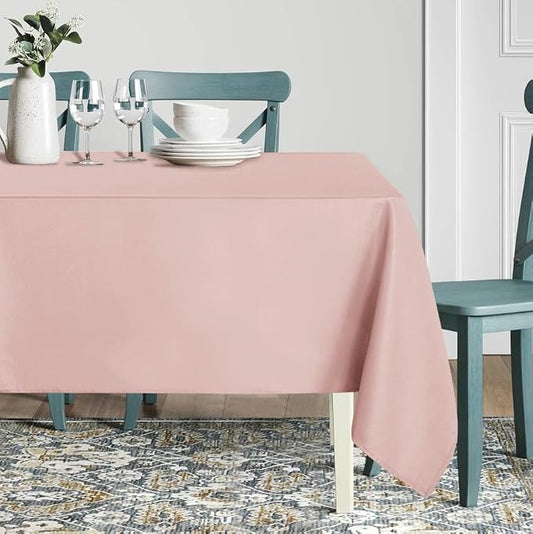 sancua Rectangle Tablecloth - 60 x 120 Inch - Stain and Wrinkle Resistant Washable Polyester Table Cloth, Decorative Fabric Table Cover for Dining Tables, Buffet Parties and Camping, Blush