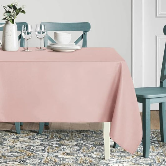 sancua Rectangle Tablecloth - 60 x 102 Inch - Stain and Wrinkle Resistant Washable Polyester Table Cloth, Decorative Fabric Table Cover for Dining Tables, Buffet Parties and Camping, Blush