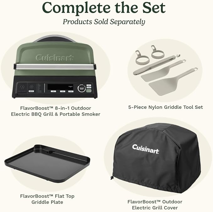 Cuisinart 5-Piece Nylon Griddle Tool Set with Spatula, Griddle Spatula, Locking Tongs & 2 Silicone Egg Rings, Flat Top Grill Accessories for Electric Grills, Great for BBQ, Tailgating, Camping