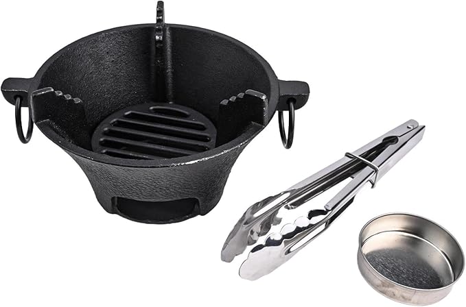 Cast Iron Charcoal Stove, Portable Korean BBQ Grill For Thick Bottom For Even Heating, Compact Japanese Barbecue Oven For Camping And Outdoor Picnics(16cm)