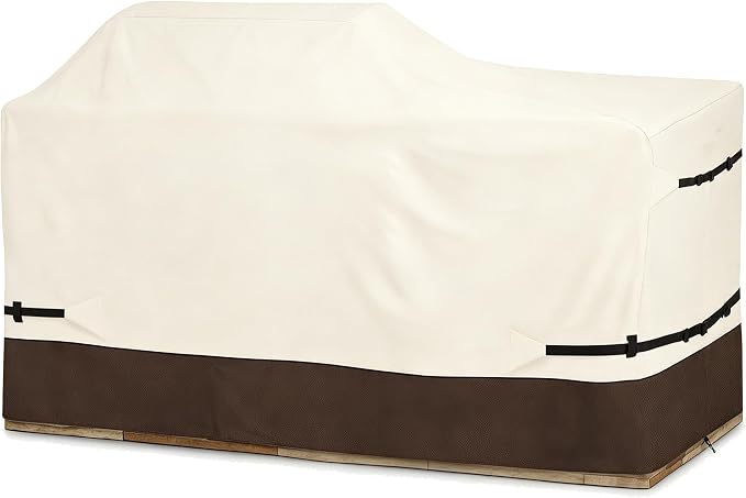 98 Inch Island Grill Cover - 600D Heavy Duty Waterproof All Weather Protection Extra Large Grill Covers,Island with Left/Right Grill Head,Grill Cover for Outdoor Grill, BBQ Cover(Beige&Brown)