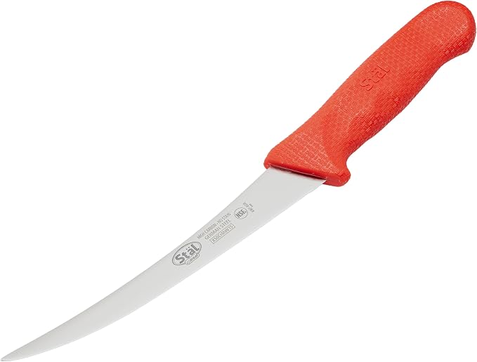 Winco 6" Red Plastic Commercial-Grade Boning Knife | Razor sharp, Restaurant service