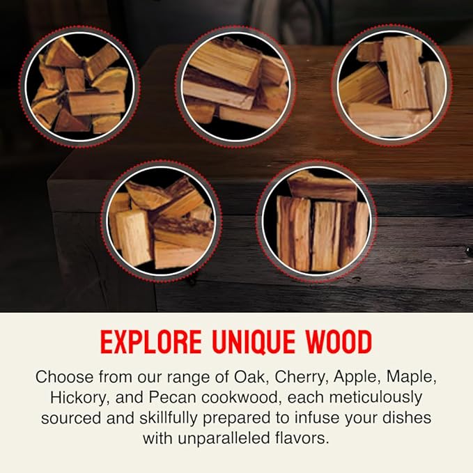 Smoking Wood Chunks, All-Natural Cherry Hardwood Pieces for Grills & Smokers, Add Rich Smoke Flavor to Pork, Beef, Chicken & Fish, USA Made, Sustainably Milled, 800 Cubic Inches