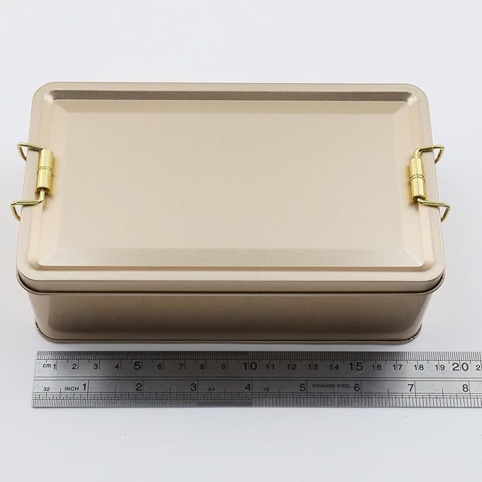 2 Pcs Metal Tin Lunch Storage Box, Tinplate Rose Gold Containers with Lid Buckle Latch for Outdoor, Picnic, Home (7.28"×4.13"×2.56", Rose Gold)