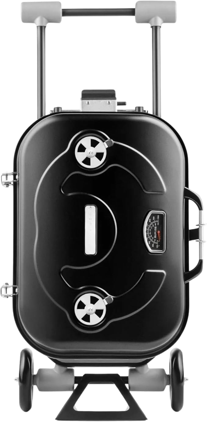 Portable Charcoal Grill, Adjustable Heights, Foldable with Thermometer
