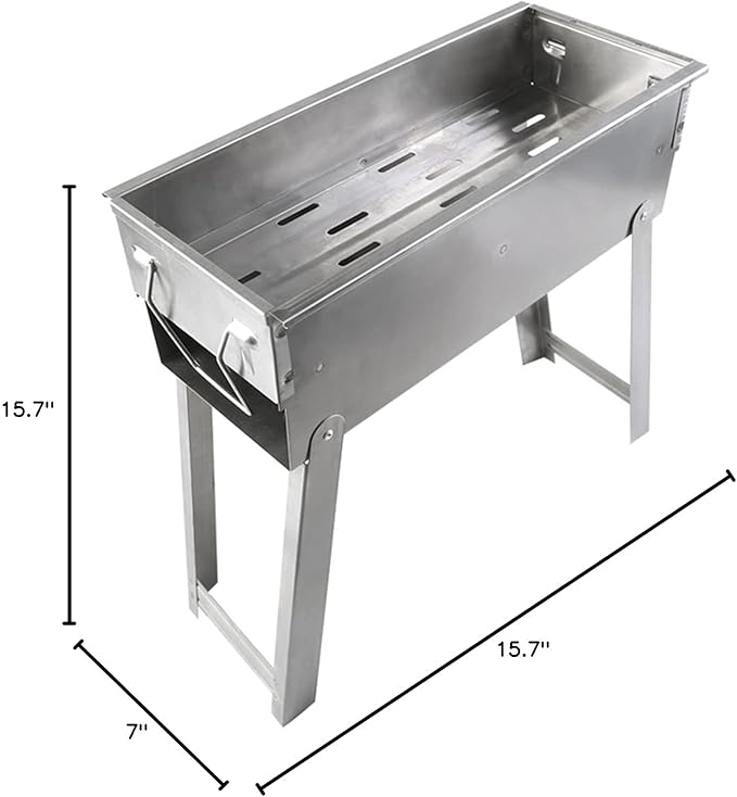 Charcoal Grill Portable BBQ Grill with Legs, Grill Folding Barbecue Grill Charcoal Shish Kebab Grill Stainless Steel Camping Grill for Outdoor Picnic, Patio, Backyard & Camping