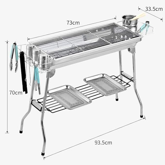 Barbecue Charcoal Grill Barbecue Charcoal Grill Stainless Steel Folding Portable BBQ Tool Kits for Outdoor Cooking Camping Picnics Charcoal BBQ Grill