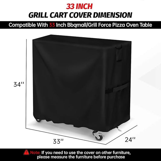 Grill Table Cover for BBQMall Pizza Oven Cart Table,Waterproof Outdoor Pizza Oven Cart Cover,Patio BBQ Grill Stand Cover - 33 x 24 x 34 Inch