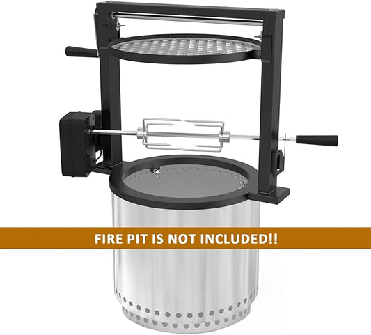 only fire Santa-Maria Style Rotisserie Rotating System for Solo Stove Ranger 15" Smokeless Fire Pit