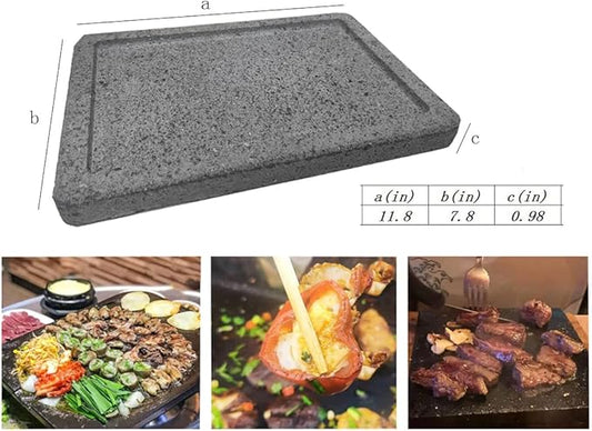 WANLIAN Lava Grill Steak Stone,Grilling Stone,Tabletop Grill Cooking Stone,11.8x7.9 x1in Grilling Plate for Oven and Barbecue Cooking Meat,Fish,Vegetable and Pizza