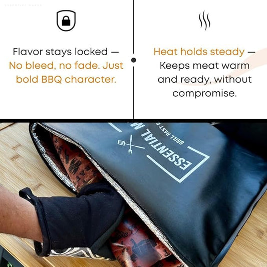 BBQ Blanket for Resting Meat – 21" Heavy-Duty, Leakproof Multi-Layer Insulated for Resting Smoked Meats – with Wide Mouth for Brisket, Turkey & Steak, BBQ Gift