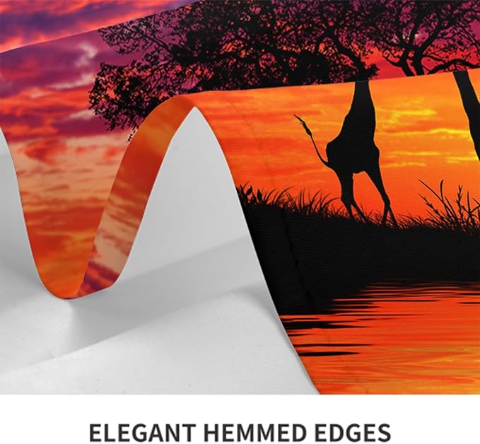 Decorative Rectangle Table Cloths Animal Safari Africa Elephant and Baby with Giraffe Tablecloth Table Cover for Dining/BBQ/Picnic/Coffee Table 52 X 70 Inches