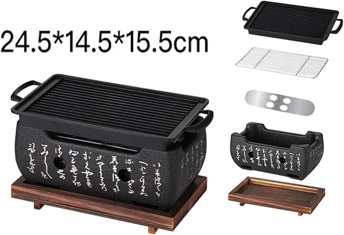 Tabletop Charcoal Barbecue Stove Charcoal BBQ Grill with Removable Nonstick Enamel Baking Pan Excellent Vent System for Indoor and Outdoor Picnic Camping Patio Backyard Cooking(C)