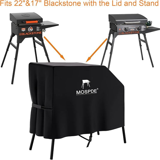 Griddle Cover Fits for Blackstone 22 Inch 17 Inch Griddle with Hood and Stand, Waterproof Grill Cover for Blackstone 22" 17" Griddle with The Lid and Stand, 600D Heavy Duty Water-Resistant