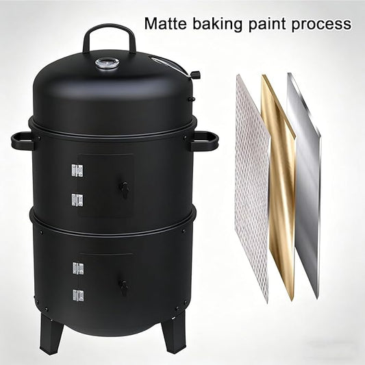 Charcoal Roast Duck Oven with Observation Window Steel Barbecue Grill with Various Accessories 360° Even Heating Triangular Stability for Roasting Duck, Turkey, Lamb, Pork, and Poultry