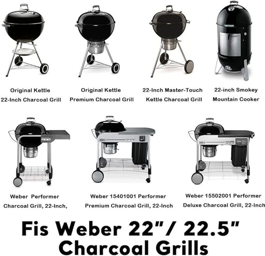 Uniflasy 7436 Upper Cooking Grate, 85041 Lower Grate, 63014 Charcoal Grate for Weber Charcoal Grill 22 Inch Smokey Mountain Cooker, 22" Charcoal Smoker Parts, 2 Cooking Grate and 1 Charcoal Grate