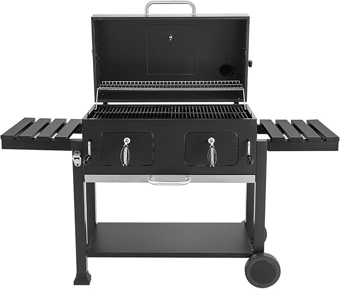 VEVOR Charcoal Grill, 780 sq.in. Extra-Large Charcoal Barbecue Grill with 2 Liftable Charcoal Trays & Folding Side Tables, High-Temp Powder-Coated Steel BBQ Cooking Grills for Patio Backyard Parties
