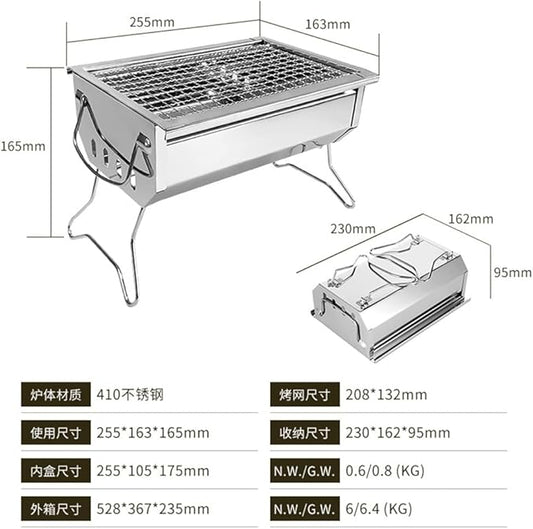 HBJWOV Outdoor Folding Portable Barbecue Stove Home Mini Stainless Steel Charcoal Grill(white-Fruit peach5)
