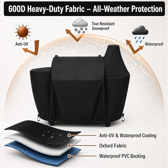 Grill Cover for Pit Boss Pellet Smoker Savannah 1500 Onyx Edition Series for Pitbos Sportsman 1100 1600 Pro Series 1600 1150 Mahogany Series 1000 PB1500NX Smoker Cover Waterproof