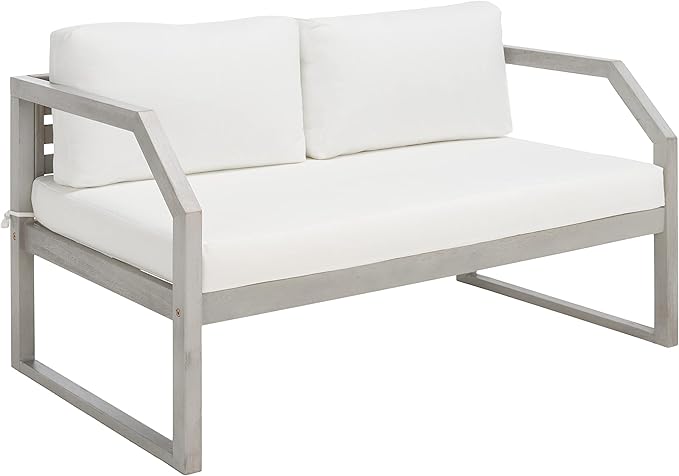 SAFAVIEH Outdoor Collection DREN Grey/Beige Cushion 4-Piece Conversation Patio Set