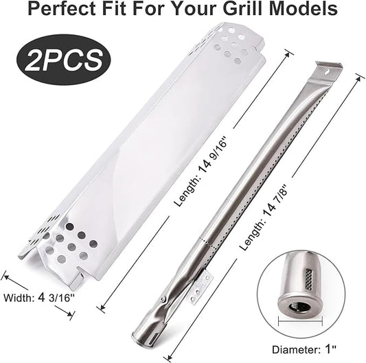 Criditpid Grill Replacement Parts for Nexgrill 2 Burner 720-0864M 720-0864, 4 Burner 720-0830H 720-0783E Gas Grill, Heat Plate Tent, Burner Tubes and Igniters for Nexgrill 720-0864M Replacement Parts
