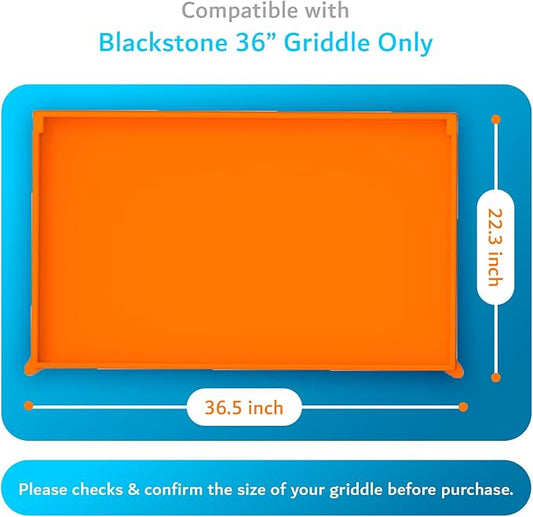TUDIA 36" Silicone Griddle Mat for Blackstone 36 Inch Grill - Heavy Duty Rust-Resistant Food-Grade Surface & Full Edge Protection - Griddle Cover Compatible with Blackstone Omnivore (Orange, Update)