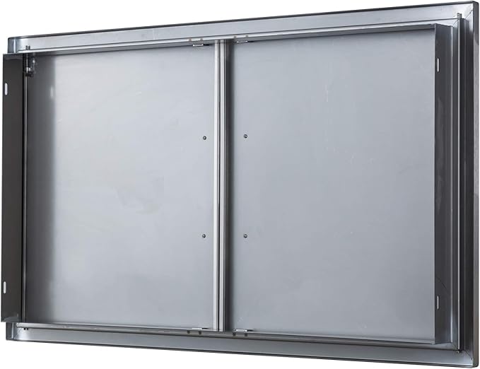 Outdoor Kitchen Doors- 42" W x 21" H - Stainless Steel BBQ Double Access Door,Flush Mount for Outdoor Kitchen and BBQ Island